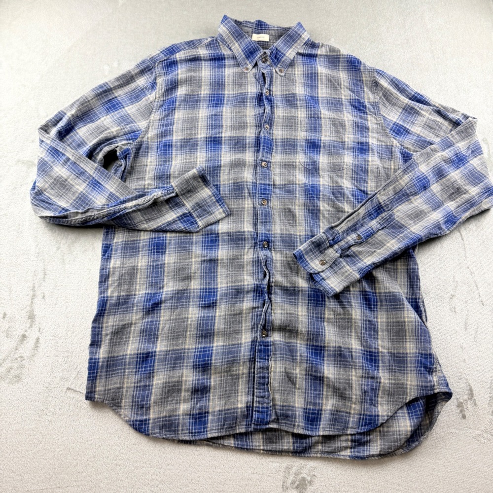 J.Crew Men's XLT Tall Classic Brushed Twill Button Down Shirt Blue Gray Plaid